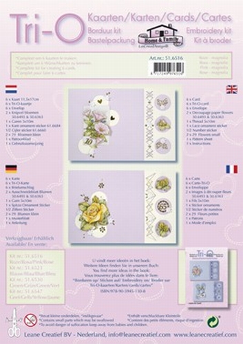 Leane Creatief Tri-O kaarten borduurkit 516516 roze/magnolia