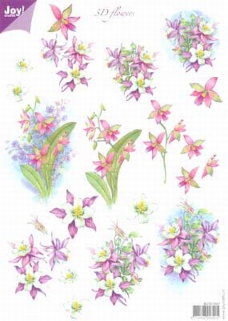 A4 Knipvel Joy 3D Flowers 6010/1007 Paarse bloemen