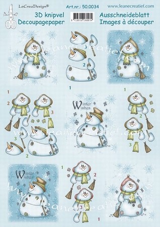 LeCreaDesign A4 Knipvel 500034 Snowman Winter wishes