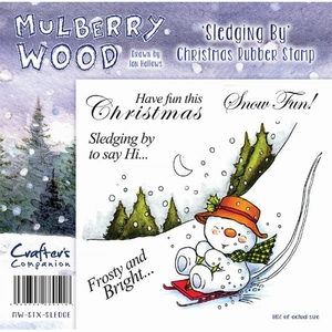 Crafters Comp. Mulberry Wood Rubber Stamp - Sledging By