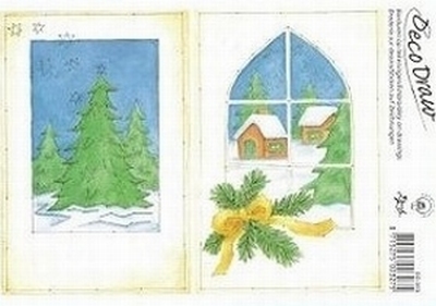 Deco Draw Borduurkaart DD003 Kerst Raam