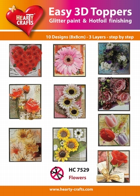 Hearty Crafts Easy 3D Toppers HC7529 Bloemen in vierkant
