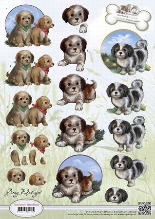 3D Knipvel Amy Design CD10536 Animal Medley Puppies