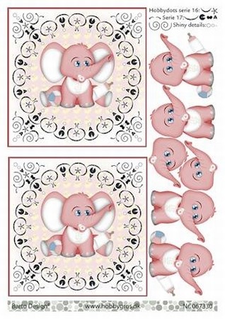 A4 DOTS Knipvel Barto Design 67330 Baby olifantje roze