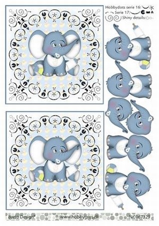 A4 DOTS Knipvel Barto Design 67329 Baby olifantje blauw
