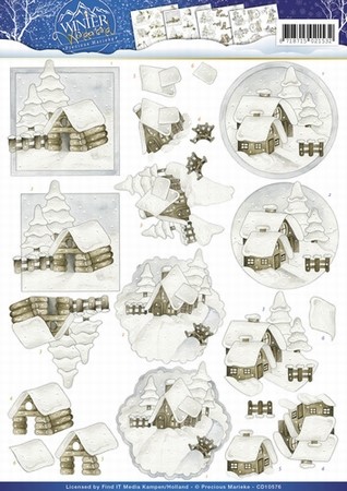 3D Knipvel Precious Marieke CD10576 Winter Wonder Snow cabin