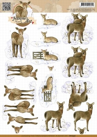 3D Knipvel Jeanine's Art CD10590 Deer/herten in de sneeuw