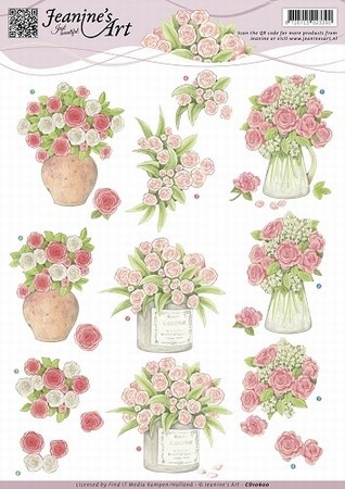 3D Knipvel Jeanine's Art CD10600 Bloemen rozen in pot