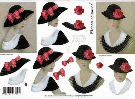 A4 Knipvel Le Suh 4169118 Dames met hoed met strik/bloem