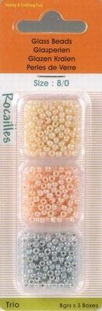 Rocailles glas parels pearl 362 ivoor/roze/grijs
