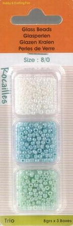 Rocailles glas parels pearl 3619 wit/lichtgroen/lichtblauw