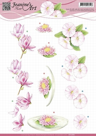 3D Knipvel Jeanine's Art CD10687 Roze bloemen/waterlelie