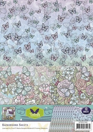 Background vel SETBGS10006 Butterfly Flowers