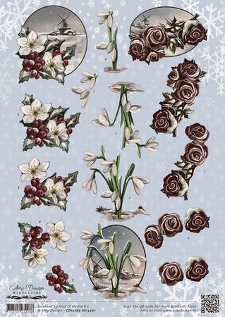 3D Knipvel Amy Design CD10765/HJ13901 Wintertide Flowers