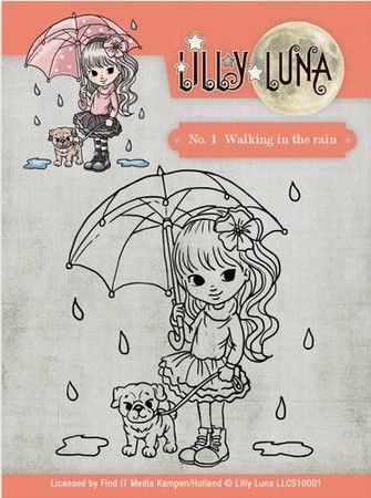 Yvonne Lilly Luna Clearstamp LLCS10001 Walking in the Rain