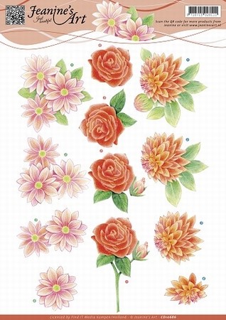 3D Knipvel Jeanine's Art CD10686 Rode bloemen roos ea