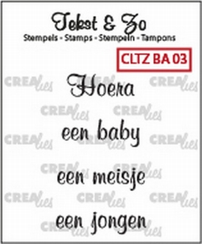 Crealies Clearstamps Tekst&Zo CLTZBA03 Baby/meisje/jongen