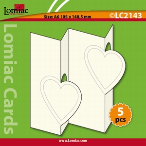 Lomiac Luxe Kaart © LC2143 kaart zigzag met 2 harten ivoor