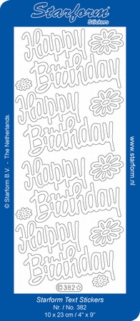 Sticker Starform Engelse tekst  382 Happy Birthday