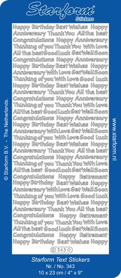 Sticker Starform Engelse tekst  343 Happy Birthday With Love