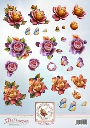 3D Knipvel Ann's Paper Art APA3D014 Autumn Roses
