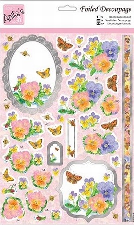 A4 Stansvel Foiled Decoupage ANT169421 Pretty Pansies