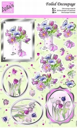 A4 Stansvel Foiled Decoupage ANT169485 Tulips