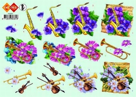 A4 Knipvel Carddeco HJ0331 Trompet/saxofoon/viool