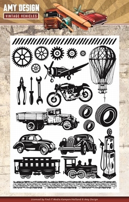 Amy Design Clearstamp ADCS10014 Vintage Vehicles