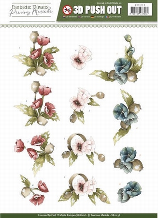 3D Stansvel Precious Marieke SB10156 Fantastic Flowers Poppy
