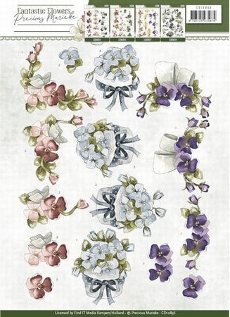 3D Knipvel Precious Marieke CD10856 Fantastic Flowers Violet