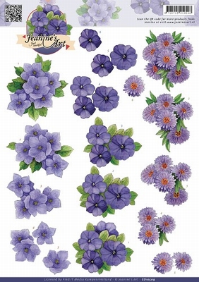 3D Knipvel Jeanine's Art CD10509 Paarse bloemen
