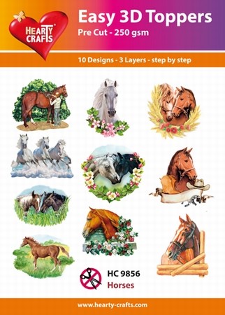 Hearty Crafts Easy 3D Toppers HC9856 Horses/paarden