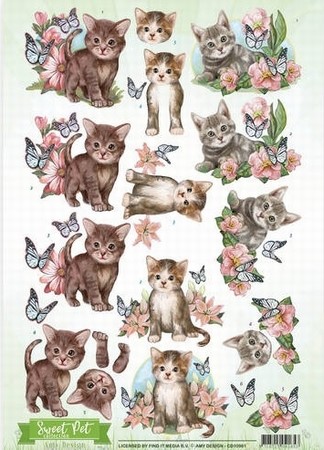 3D Knipvel Amy Design CD10961 Sweet Pet Cats/katten
