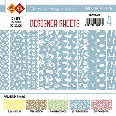 Card Deco Designer Sheets CDDSMG004 Sweet Pet Zachtblauw