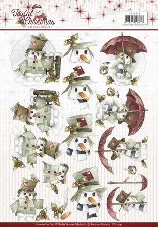 3D Knipvel Precious Marieke CD10942 Joyful Christmas Snowman