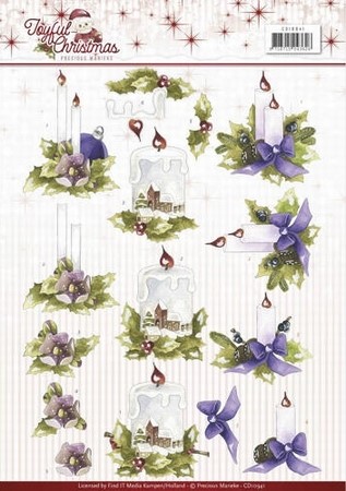 3D Knipvel Precious Marieke CD10941 Joyful Christmas candle