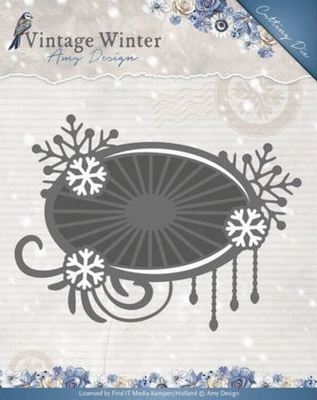 Amy Design Dies ADD10124 Vintage Winter Sneeuwvlokken Label