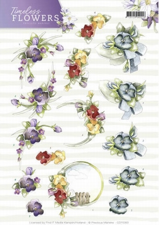 3D Knipvel Precious Marieke CD11083 Timeless Flowers Violets