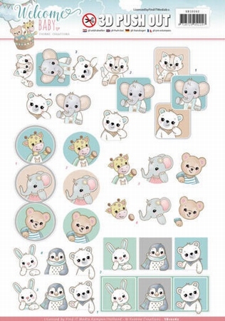 3D Push Out Yvonne SB10262 Welcome Baby Animal Art