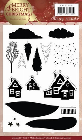Precious Marieke Clearstamp PMCS10031 Merry and Bright House