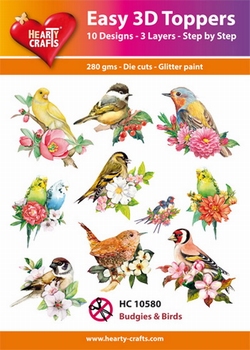 Hearty Crafts Easy 3D Toppers HC10580 Budgies & Birds