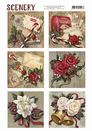 Push Out Scenery CDS10004 Amy Design Christmas roses
