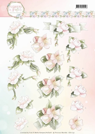 3D Knipvel Precious Marieke CD11142 Flowers in Pastels Pink