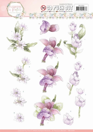 3D Stansvel Precious Marieke SB10283 Flowers in Pastels Lila