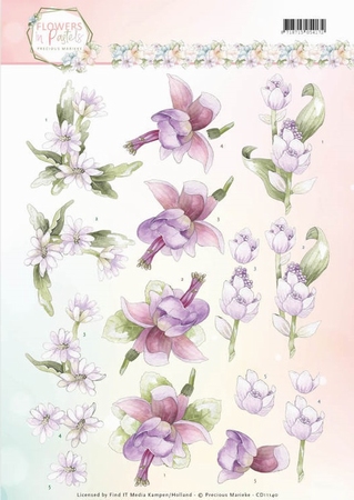 3D Knipvel Precious Marieke CD11140 Flowers in Pastels Lila