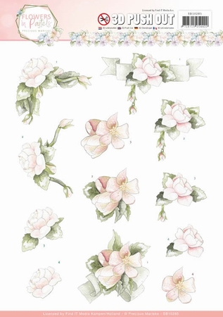 3D Stansvel Precious Marieke SB10285 Flowers in Pastels Pink