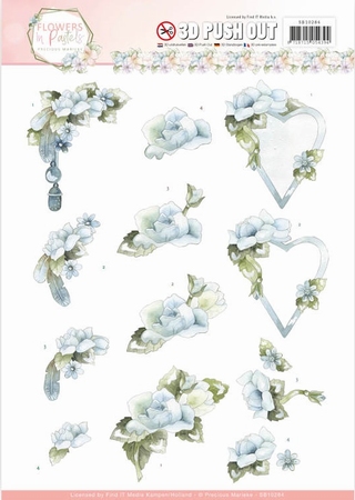 3D Stansvel Precious Marieke SB10284 Flowers in Pastels Blue