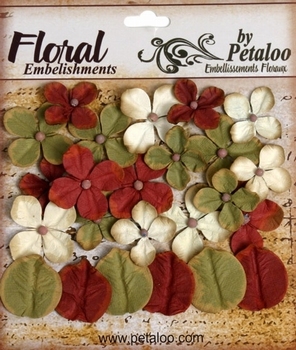Petaloo darjeeling hydrangea 1460 roodbruin/crème/olijfgroen