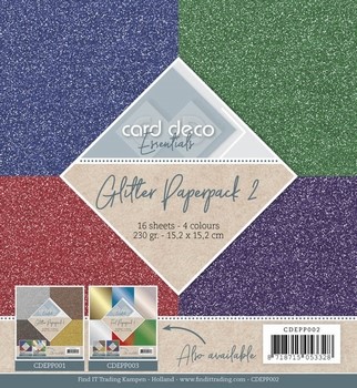 Card Deco Essentials Glitter Paperpack CDEPP002 Rood/groen